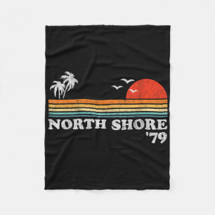 Vintage North Shore Hawaii Beach Retro Surfing 70s Fleece Blanket