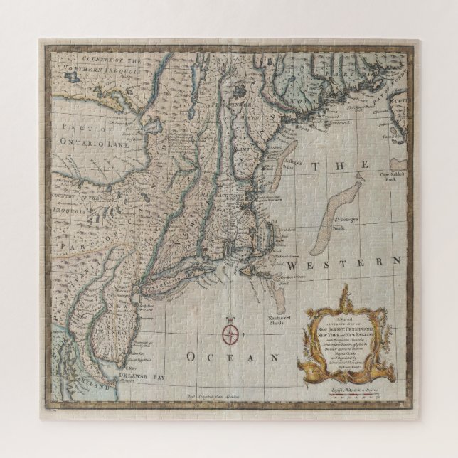 Vintage Northeastern U.S. Map Jigsaw Puzzle (Vertical)