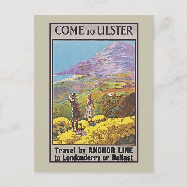 Vintage Northern Ireland Boat travel ad Postcard (Front)