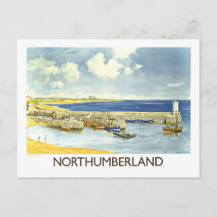 Vintage Northumberland Travel Poster Postcard