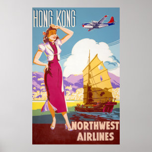 Vintage Northwest Airlines Advertising Poster