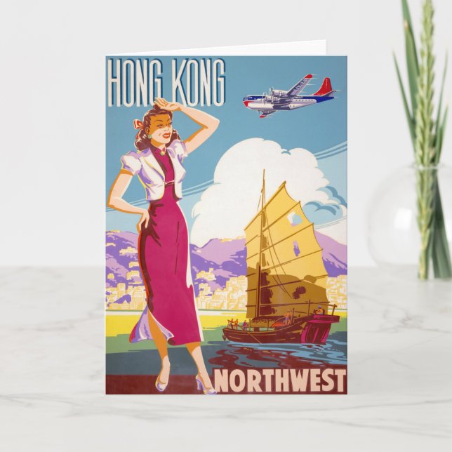 Vintage Northwest Airlines Advertising Poster Card (Front)