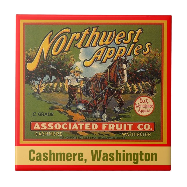 Vintage Northwest Apples Cashmere Crate Label Tile (Front)