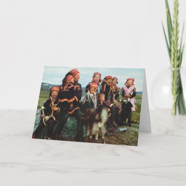 Vintage Norway, Lapland, Sami family 1950 Card (Front)