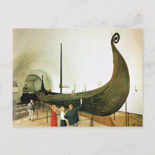 Vintage Norway, Oslo , Gokstad Viking SHip, 1956 Postcard