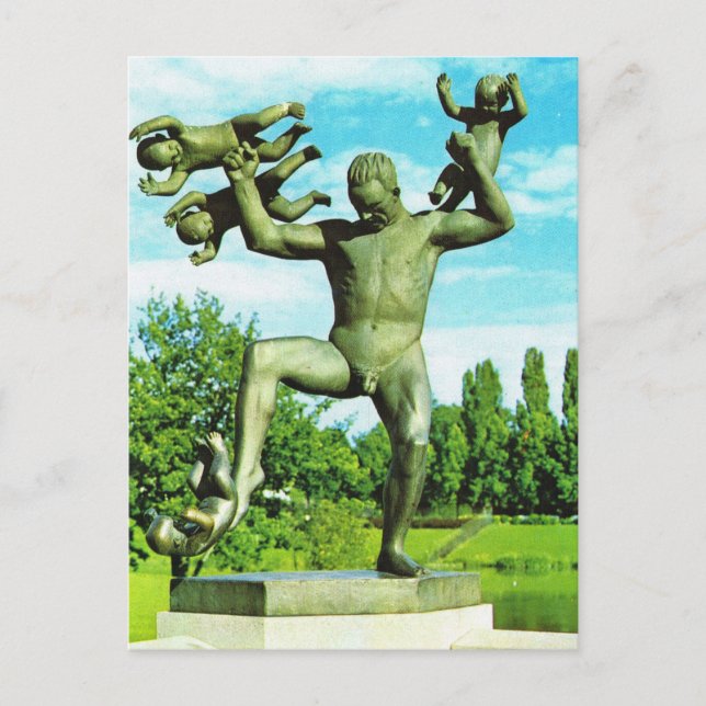 Vintage Norway,  Oslo, Sculpture Park Postcard (Front)