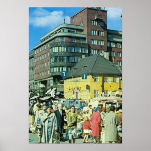 Vintage Norway,  Oslo Street market Poster