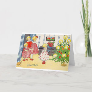 Vintage Norwegian Glad Jul Christmas Card