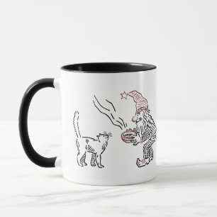 Vintage Norwegian Gnome Feeding Cat - Mug