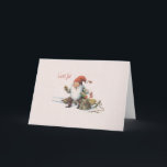 Vintage Norwegian Gnome God Jul Christmas Card<br><div class="desc">Retro / Vintage Norwegian Christmas greeting card.  Jolly gnome on a sled offering Christmas cheer!  God Jul!  Merry Christmas!</div>
