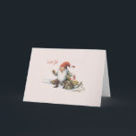 Vintage Norwegian Gnome God Jul Christmas Card<br><div class="desc">Retro / Vintage Norwegian Christmas greeting card.  Jolly gnome on a sled offering Christmas cheer!  God Jul!  Merry Christmas!</div>