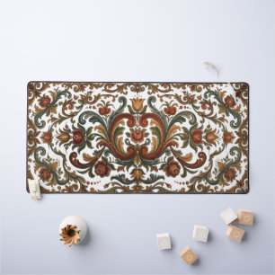 Vintage Norwegian Rosemaling Floral Pattern - Cust Desk Mat