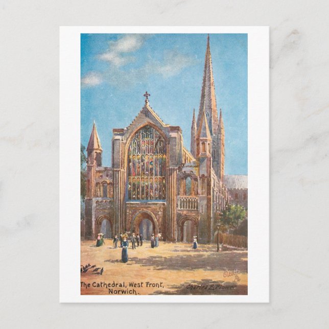 Vintage Norwich Cathedral Postcard (Front)