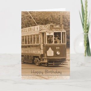 Vintage, Nostalgia, Retro Birthday Card - Old Tram