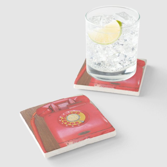 Vintage Nostalgic Old Classic Retro Telephone Stone Coaster (Side)