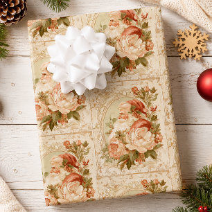 Vintage Nostalgic Santa Christmas Wrapping Paper Sheet