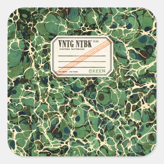 Vintage Notebook Green VNTG NTBK Square Sticker (Front)