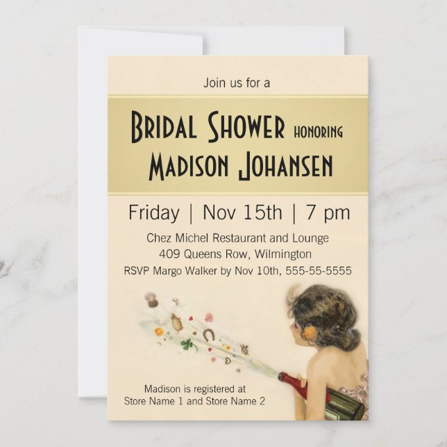 Vintage Nouveau Bridal Shower Invitation (Front)