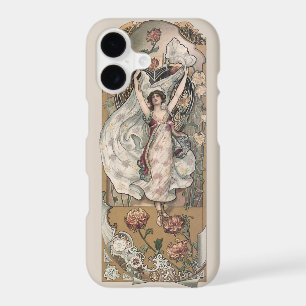Vintage Nouveau Maiden with Chrysanthemums