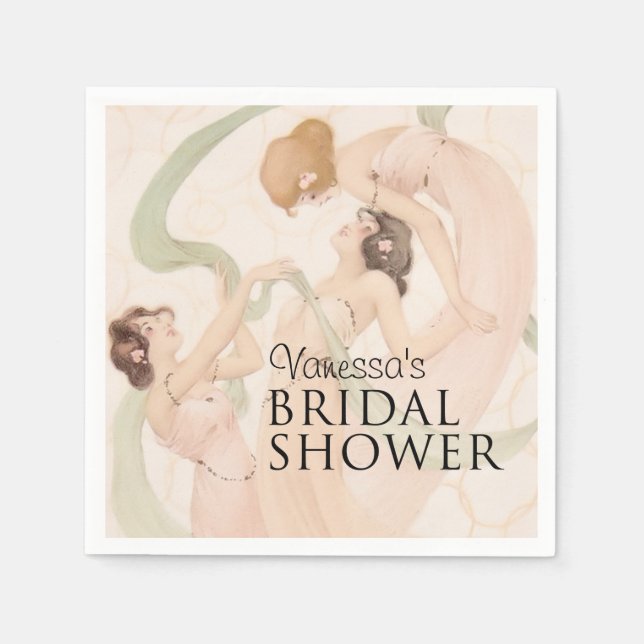 Vintage Nouveau Mayflies Bridal Shower Napkin (Front)