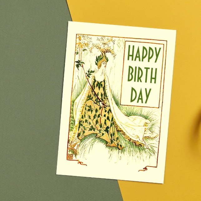 Vintage Nouveau Meadowsweet Walter Crane Birthday Postcard (Creator Uploaded)