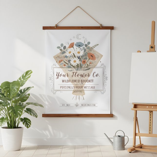 Vintage Novel Page Flowers Custom Design Hanging Tapestry (Chic Bouquet Flowers Tapestry)