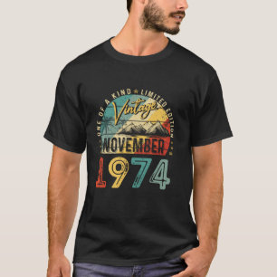 Vintage November 1974 50 Years Old Bday Gift Retro T-Shirt