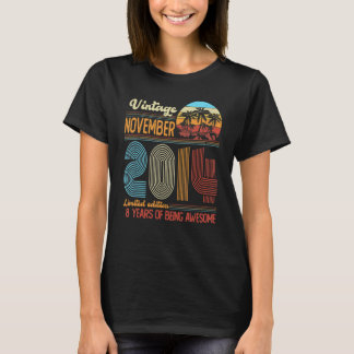 Vintage November 2014 8years Old 8th B Day Decorat T-Shirt