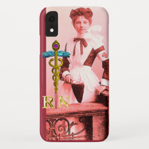 VINTAGE NURSE and Gold Caduceus NR Emblem iPhone XR Case