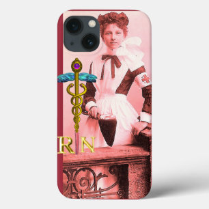 VINTAGE NURSE and Gold Caduceus NR Emblem iPhone 13 Case