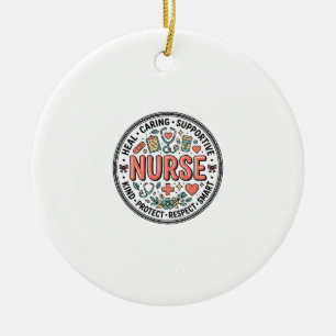 Vintage Nurse Appreciation Floral Medical Shirt De Ceramic Tree Decoration