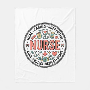 Vintage Nurse Appreciation Floral Medical Shirt De Fleece Blanket