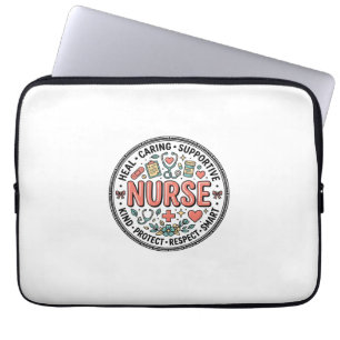 Vintage Nurse Appreciation Floral Medical Shirt De Laptop Sleeve
