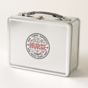 Vintage Nurse Appreciation Floral Medical Shirt De Metal Lunch Box