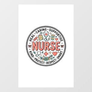 Vintage Nurse Appreciation Floral Medical Shirt De Window Cling