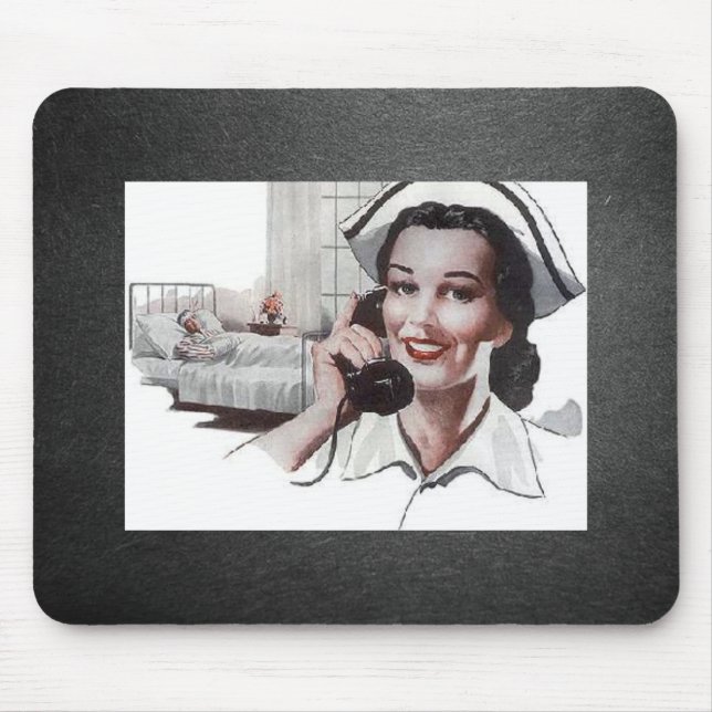 Vintage Nurse Black and White Mouse Mat (Front)
