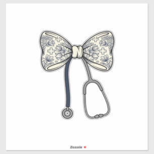 Vintage Nurse Bow Stethoscope Floral Shirt Design_