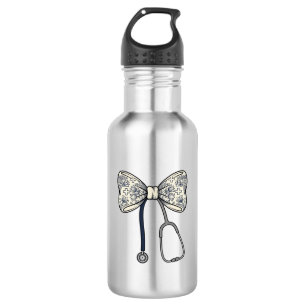 Vintage Nurse Bow Stethoscope Floral Shirt Design_ 532 Ml Water Bottle