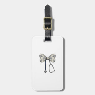 Vintage Nurse Bow Stethoscope Floral Shirt Design_ Luggage Tag