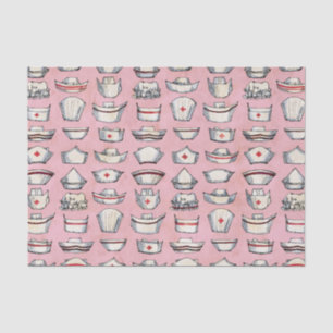 Vintage Nurse Caps Pink Pattern Tissue Paper
