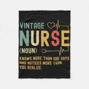 Vintage Nurse Definition Funny Registered Nursing  Fleece Blanket