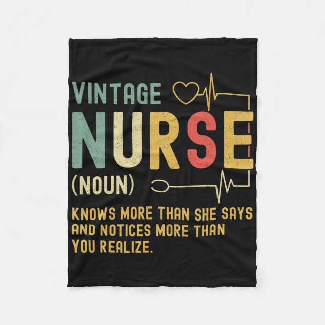 Vintage Nurse Definition Funny Registered Nursing  Fleece Blanket (Front)
