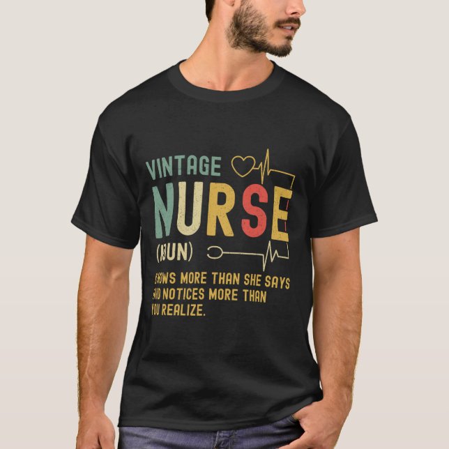 Vintage Nurse Definition Funny Registered Nursing  T-Shirt (Front)