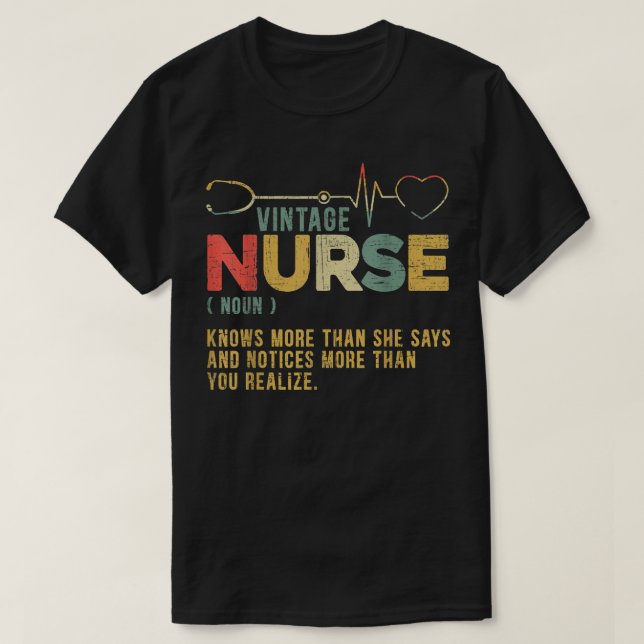 Vintage Nurse Definition Hospital Medical Register T-Shirt (Design Front)