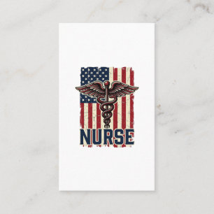 Vintage Nurse Flag Caduceus Back Design_1 Business Card