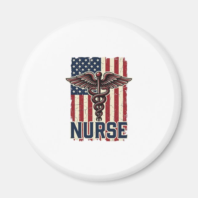 Vintage Nurse Flag Caduceus Back Design_1 Magnet (Front)