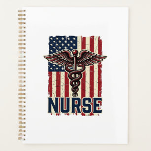 Vintage Nurse Flag Caduceus Back Design_1 Planner