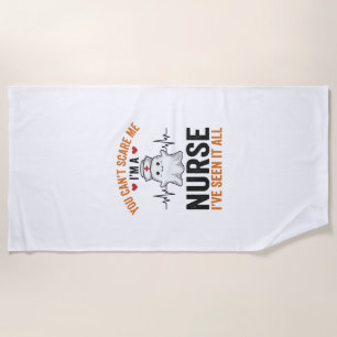 Vintage Nurse Ghost You Can’t Scare Me Beach Towel
