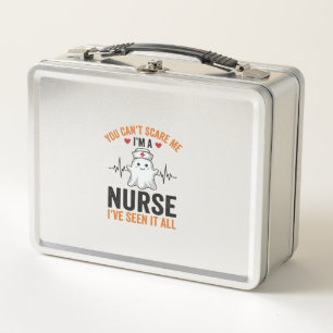 Vintage Nurse Ghost You Can’t Scare Me Metal Lunch Box