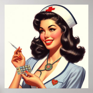Vintage Nurse Illustration Poster